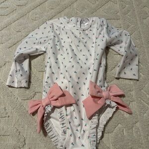 Cecil and Lou Swim Long Sleeve Swimsuit with Pink Bows
